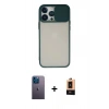 MARSİLYAN™- iPhone 13 Pro Max Kılıf Vadi Çizgi - Şeffaf Maxco Cam Ekran Koruyucu + Neon Fosforlu Kamera Lens - MI