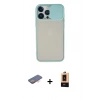 MARSİLYAN™- iPhone 13 Pro Max Kılıf Vadi Çizgi - Şeffaf Maxco Cam Ekran Koruyucu + Renkli Kamera Lens Koruma Cam - TU