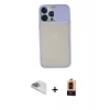 MARSİLYAN™- iPhone 13 Pro Max Kılıf Vadi Çizgi - Şeffaf Maxco Cam Ekran Koruyucu + Sierra Blue Pers Alüminyum Kamera Lens