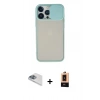 MARSİLYAN™- iPhone 13 Pro Max Kılıf Vadi Çizgi - Şeffaf Maxco Cam Ekran Koruyucu + Sierra Blue Pers Alüminyum Kamera Lens