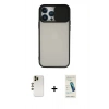 MARSİLYAN™- iPhone 13 Pro Max Kılıf Vadi Çizgi - Şeffaf Pasifik Cam Ekran Koruyucu + Shine Kamera Lens - GD