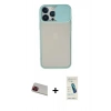 MARSİLYAN™- iPhone 13 Pro Max Kılıf Vadi Çizgi - Şeffaf Pasifik Cam Ekran Koruyucu + Rainbow Kamera Lens Koruma Cam - KI