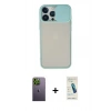 MARSİLYAN™- iPhone 13 Pro Max Kılıf Vadi Çizgi - Şeffaf Pasifik Cam Ekran Koruyucu + Neon Fosforlu Kamera Lens - YL