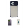 MARSİLYAN™- iPhone 13 Pro Max Kılıf Vadi Çizgi - Şeffaf Pasifik Cam Ekran Koruyucu + Neon Fosforlu Kamera Lens - YL