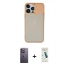 MARSİLYAN™- iPhone 13 Pro Max Kılıf Vadi Çizgi - Şeffaf Pasifik Cam Ekran Koruyucu + Neon Fosforlu Kamera Lens - BZ