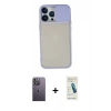MARSİLYAN™- iPhone 13 Pro Max Kılıf Vadi Çizgi - Şeffaf Pasifik Cam Ekran Koruyucu + Neon Fosforlu Kamera Lens - BZ