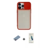 MARSİLYAN™- iPhone 13 Pro Max Kılıf Vadi Çizgi - Şeffaf Pasifik Cam Ekran Koruyucu + Pembe Shine Kamera Lens Koruma Cam