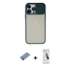 MARSİLYAN™- iPhone 13 Pro Max Kılıf Vadi Çizgi - Şeffaf Pasifik Cam Ekran Koruyucu + Pembe Shine Kamera Lens Koruma Cam