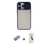 MARSİLYAN™- iPhone 13 Pro Max Kılıf Vadi Çizgi - Şeffaf Pasifik Cam Ekran Koruyucu + Pembe Shine Kamera Lens Koruma Cam