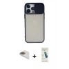 MARSİLYAN™- iPhone 13 Pro Max Kılıf Vadi Çizgi - Şeffaf Pasifik Cam Ekran Koruyucu + Pers Alüminyum Kamera Lens - GD
