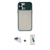 MARSİLYAN™- iPhone 13 Pro Max Kılıf Vadi Çizgi - Şeffaf Pasifik Cam Ekran Koruyucu + Pers Alüminyum Kamera Lens - LT