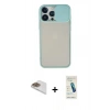 MARSİLYAN™- iPhone 13 Pro Max Kılıf Vadi Çizgi - Şeffaf Pasifik Cam Ekran Koruyucu + Pers Alüminyum Kamera Lens - GD