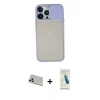 MARSİLYAN™- iPhone 13 Pro Max Kılıf Vadi Çizgi - Şeffaf Pasifik Cam Ekran Koruyucu + Rainbow Kamera Lens Koruma Cam - BZ