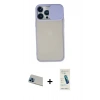 MARSİLYAN™- iPhone 13 Pro Max Kılıf Vadi Çizgi - Şeffaf Pasifik Cam Ekran Koruyucu + Rainbow Kamera Lens Koruma Cam - MI