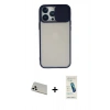 MARSİLYAN™- iPhone 13 Pro Max Kılıf Vadi Çizgi - Şeffaf Pasifik Cam Ekran Koruyucu + Rainbow Kamera Lens Koruma Cam - BZ