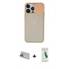 MARSİLYAN™- iPhone 13 Pro Max Kılıf Vadi Çizgi - Şeffaf Pasifik Cam Ekran Koruyucu + Rainbow Kamera Lens Koruma Cam - BZ