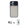 MARSİLYAN™- iPhone 13 Pro Max Kılıf Vadi Çizgi - Şeffaf Pasifik Cam Ekran Koruyucu + Rainbow Kamera Lens Koruma Cam - MI