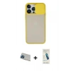 MARSİLYAN™- iPhone 13 Pro Max Kılıf Vadi Çizgi - Şeffaf Pasifik Cam Ekran Koruyucu + Rainbow Kamera Lens Koruma Cam - MI