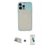 MARSİLYAN™- iPhone 13 Pro Max Kılıf Vadi Çizgi - Şeffaf Pasifik Cam Ekran Koruyucu + Rainbow Kamera Lens Koruma Cam - BZ