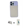 MARSİLYAN™- iPhone 13 Pro Max Kılıf Vadi Çizgi - Şeffaf Pasifik Cam Ekran Koruyucu + Rainbow Kamera Lens Koruma Cam - MR