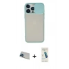 MARSİLYAN™- iPhone 13 Pro Max Kılıf Vadi Çizgi - Şeffaf Pasifik Cam Ekran Koruyucu + Rainbow Kamera Lens Koruma Cam - MI