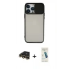 MARSİLYAN™- iPhone 13 Pro Max Kılıf Vadi Çizgi - Şeffaf Pasifik Cam Ekran Koruyucu + Raze Metal Kamera Lens - GD