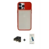 MARSİLYAN™- iPhone 13 Pro Max Kılıf Vadi Çizgi - Şeffaf Pasifik Cam Ekran Koruyucu + Raze Metal Kamera Lens - GD