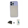 MARSİLYAN™- iPhone 13 Pro Max Kılıf Vadi Çizgi - Şeffaf Pasifik Cam Ekran Koruyucu + Raze Metal Kamera Lens - GD