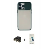 MARSİLYAN™- iPhone 13 Pro Max Kılıf Vadi Çizgi - Şeffaf Pasifik Cam Ekran Koruyucu + Raze Metal Kamera Lens - GD