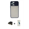 MARSİLYAN™- iPhone 13 Pro Max Kılıf Vadi Çizgi - Şeffaf Pasifik Cam Ekran Koruyucu + Raze Metal Kamera Lens - GD