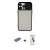 MARSİLYAN™- iPhone 13 Pro Max Kılıf Vadi Çizgi - Şeffaf Pasifik Cam Ekran Koruyucu + Renkli Kamera Lens Koruma Cam - TU