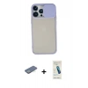 MARSİLYAN™- iPhone 13 Pro Max Kılıf Vadi Çizgi - Şeffaf Pasifik Cam Ekran Koruyucu + Renkli Kamera Lens Koruma Cam - YL