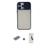 MARSİLYAN™- iPhone 13 Pro Max Kılıf Vadi Çizgi - Şeffaf Pasifik Cam Ekran Koruyucu + Renkli Kamera Lens Koruma Cam - SI