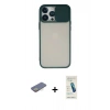 MARSİLYAN™- iPhone 13 Pro Max Kılıf Vadi Çizgi - Şeffaf Pasifik Cam Ekran Koruyucu + Renkli Kamera Lens Koruma Cam - SI