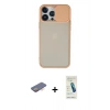MARSİLYAN™- iPhone 13 Pro Max Kılıf Vadi Çizgi - Şeffaf Pasifik Cam Ekran Koruyucu + Renkli Kamera Lens Koruma Cam - TU
