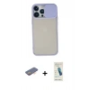 MARSİLYAN™- iPhone 13 Pro Max Kılıf Vadi Çizgi - Şeffaf Pasifik Cam Ekran Koruyucu + Renkli Kamera Lens Koruma Cam - TU