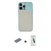 MARSİLYAN™- iPhone 13 Pro Max Kılıf Vadi Çizgi - Şeffaf Pasifik Cam Ekran Koruyucu + Renkli Kamera Lens Koruma Cam - YL