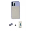 MARSİLYAN™- iPhone 13 Pro Max Kılıf Vadi Çizgi - Şeffaf Pasifik Cam Ekran Koruyucu + Renkli Kamera Lens Koruma Cam - SI