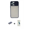 MARSİLYAN™- iPhone 13 Pro Max Kılıf Vadi Çizgi - Şeffaf Pasifik Cam Ekran Koruyucu + Renkli Kamera Lens Koruma Cam - MI