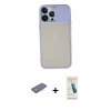 MARSİLYAN™- iPhone 13 Pro Max Kılıf Vadi Çizgi - Şeffaf Pasifik Cam Ekran Koruyucu + Renkli Kamera Lens Koruma Cam - PE