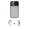 MARSİLYAN™- iPhone 13 Pro Max Kılıf Vadi Çizgi - Şeffaf Pasifik Cam Ekran Koruyucu + Shine Kamera Lens - GD