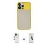 MARSİLYAN™- iPhone 13 Pro Max Kılıf Vadi Çizgi - Şeffaf Pasifik Cam Ekran Koruyucu + Shine Kamera Lens - GD