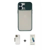 MARSİLYAN™- iPhone 13 Pro Max Kılıf Vadi Çizgi - Şeffaf Pasifik Cam Ekran Koruyucu + Shine Kamera Lens - GD