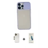 MARSİLYAN™- iPhone 13 Pro Max Kılıf Vadi Çizgi - Şeffaf Pasifik Cam Ekran Koruyucu + Shine Kamera Lens - GD