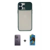 MARSİLYAN™- iPhone 13 Pro Max Kılıf Vadi Çizgi - Siyah 18D Cam Ekran Koruyucu + Neon Fosforlu Kamera Lens - BZ