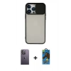 MARSİLYAN™- iPhone 13 Pro Max Kılıf Vadi Çizgi - Siyah 18D Cam Ekran Koruyucu + Neon Fosforlu Kamera Lens - BZ