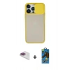MARSİLYAN™- iPhone 13 Pro Max Kılıf Vadi Çizgi - Siyah 18D Cam Ekran Koruyucu + Pers Alüminyum Kamera Lens - GI