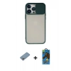 MARSİLYAN™- iPhone 13 Pro Max Kılıf Vadi Çizgi - Siyah 18D Cam Ekran Koruyucu + Gökkuşağı Shine Kamera Lens Koruma Cam