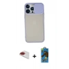 MARSİLYAN™- iPhone 13 Pro Max Kılıf Vadi Çizgi - Siyah 18D Cam Ekran Koruyucu + Kırmızı Pers Alüminyum Kamera Lens