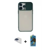 MARSİLYAN™- iPhone 13 Pro Max Kılıf Vadi Çizgi - Siyah 18D Cam Ekran Koruyucu + Pers Alüminyum Kamera Lens - LT